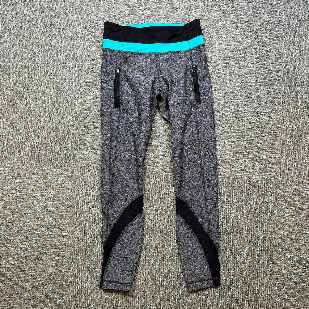 Lululemon Inspire Legging in Teal Blue, Black, and Grey Size 4